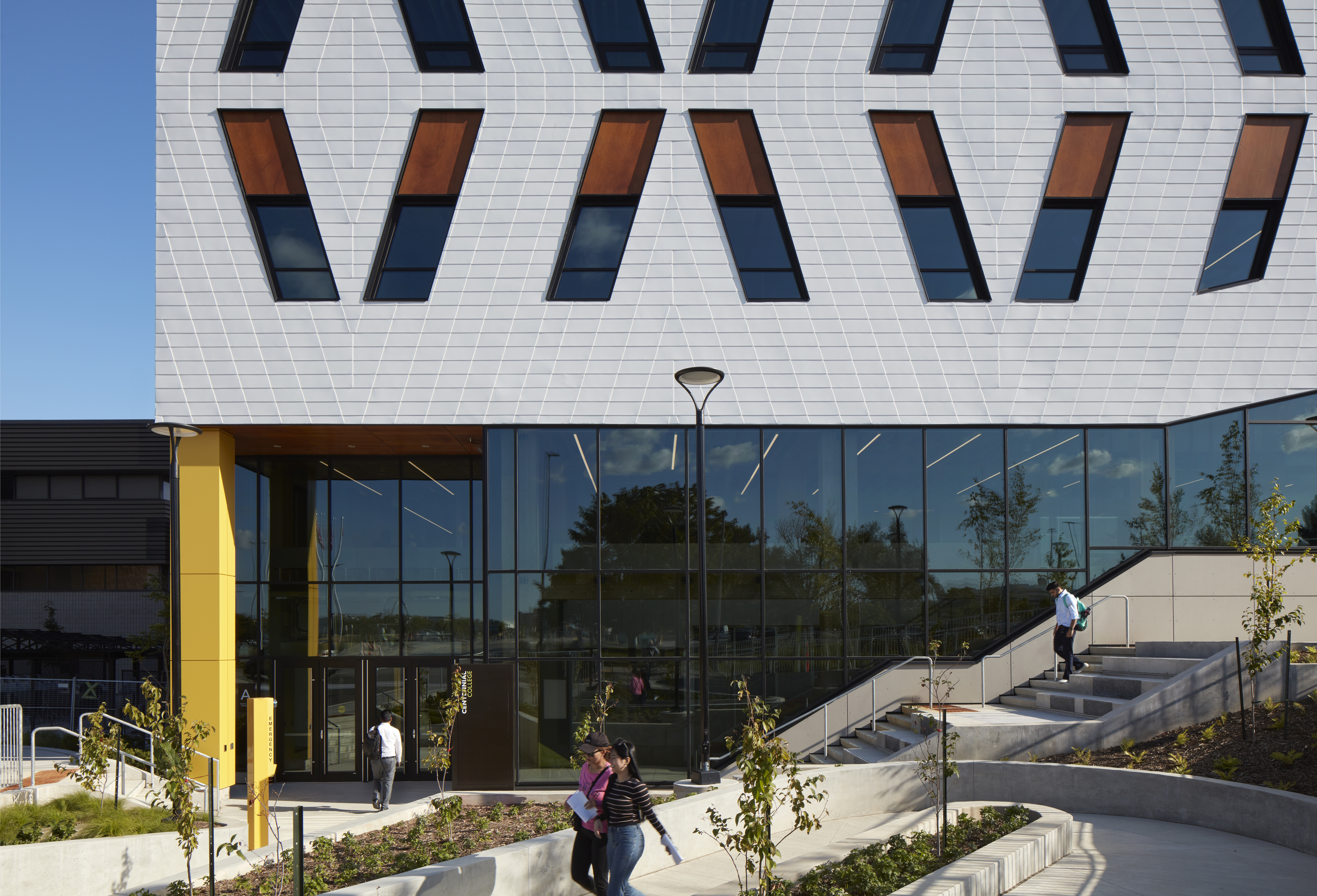 Centennial College A Building - East Entrance and Outdoor Seating